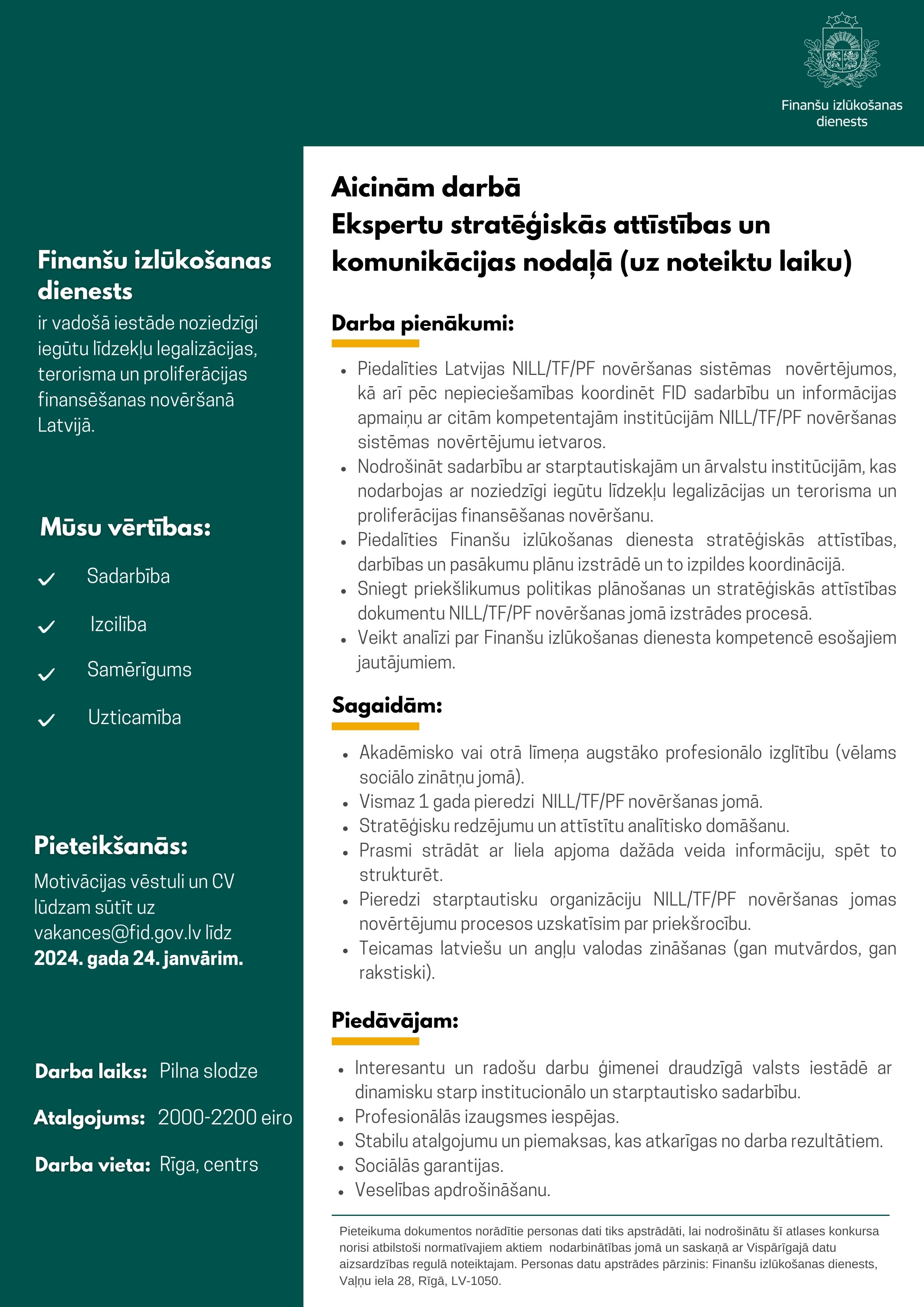 Eksperts stratēģiskās attīstības un komunikācijas nodaļā (uz noteiktu ...